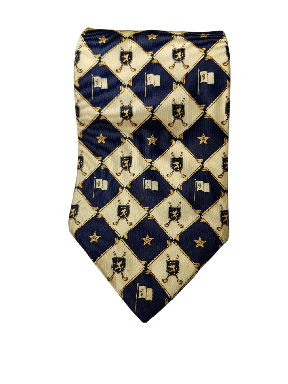 Vintage Tommy Hilfiger Golf Tie 100% Silk Made in USA Navy Cream Preppy 3.5" - Picture 11 of 11